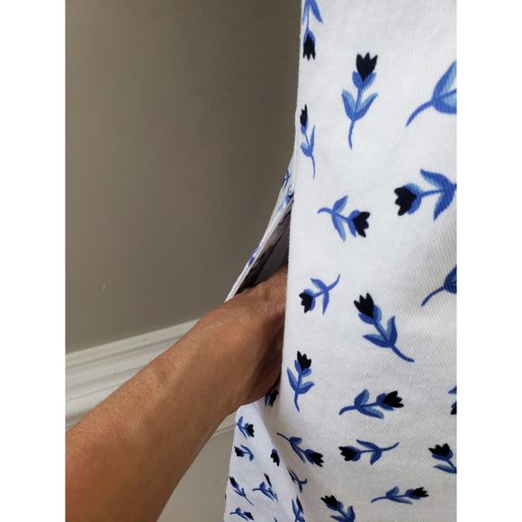 Draper James Shift Dress Women Size 2 White Blue Floral Puff Sleeve Pullover - Picture 9 of 12